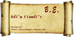 Böm Elemér névjegykártya